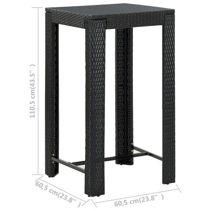Set Bar da Giardino 5 pz con Braccioli in Polyrattan Nero | homemem39