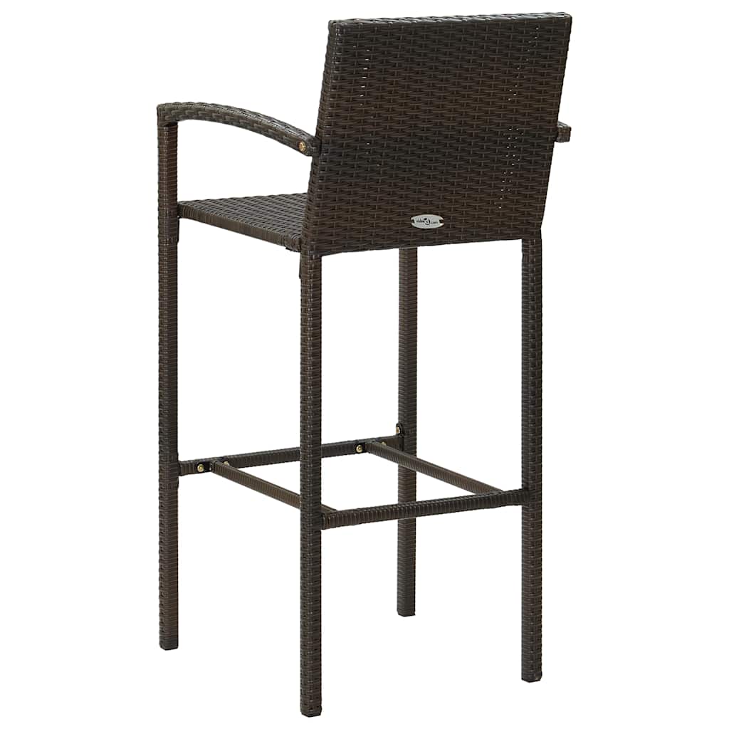 Set Bar da Giardino 5 pz con Braccioli in Polyrattan Marrone