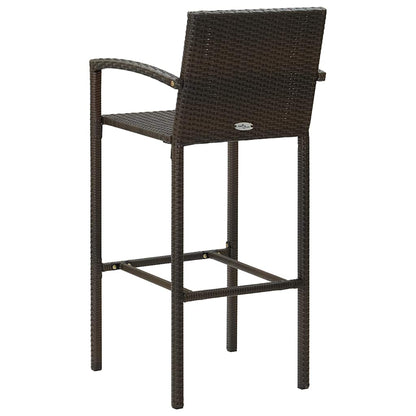 Set Bar da Giardino 5 pz con Braccioli in Polyrattan Marrone