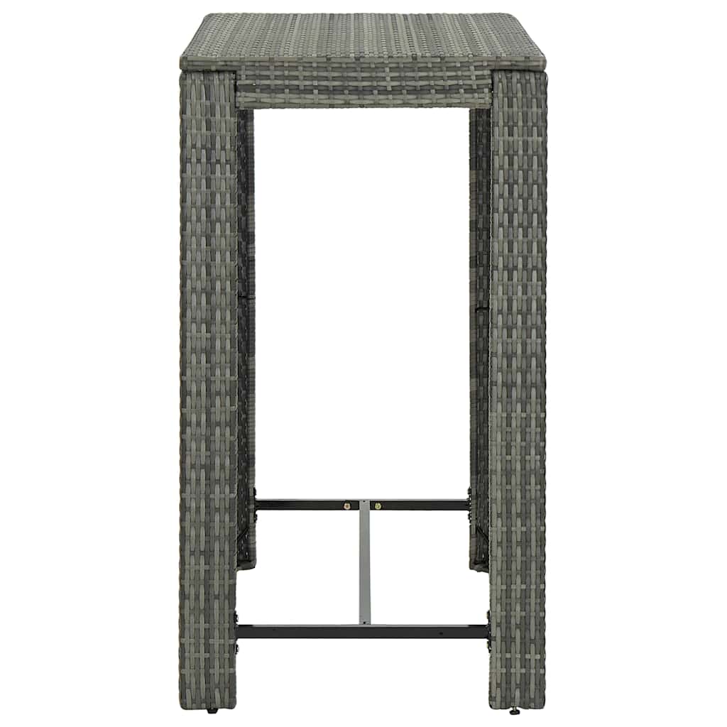 Set Bar da Giardino 5 pz con Braccioli in Polyrattan Grigio