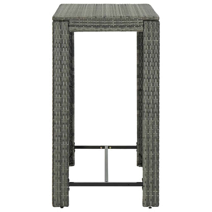 Set Bar da Giardino 5 pz con Braccioli in Polyrattan Grigio