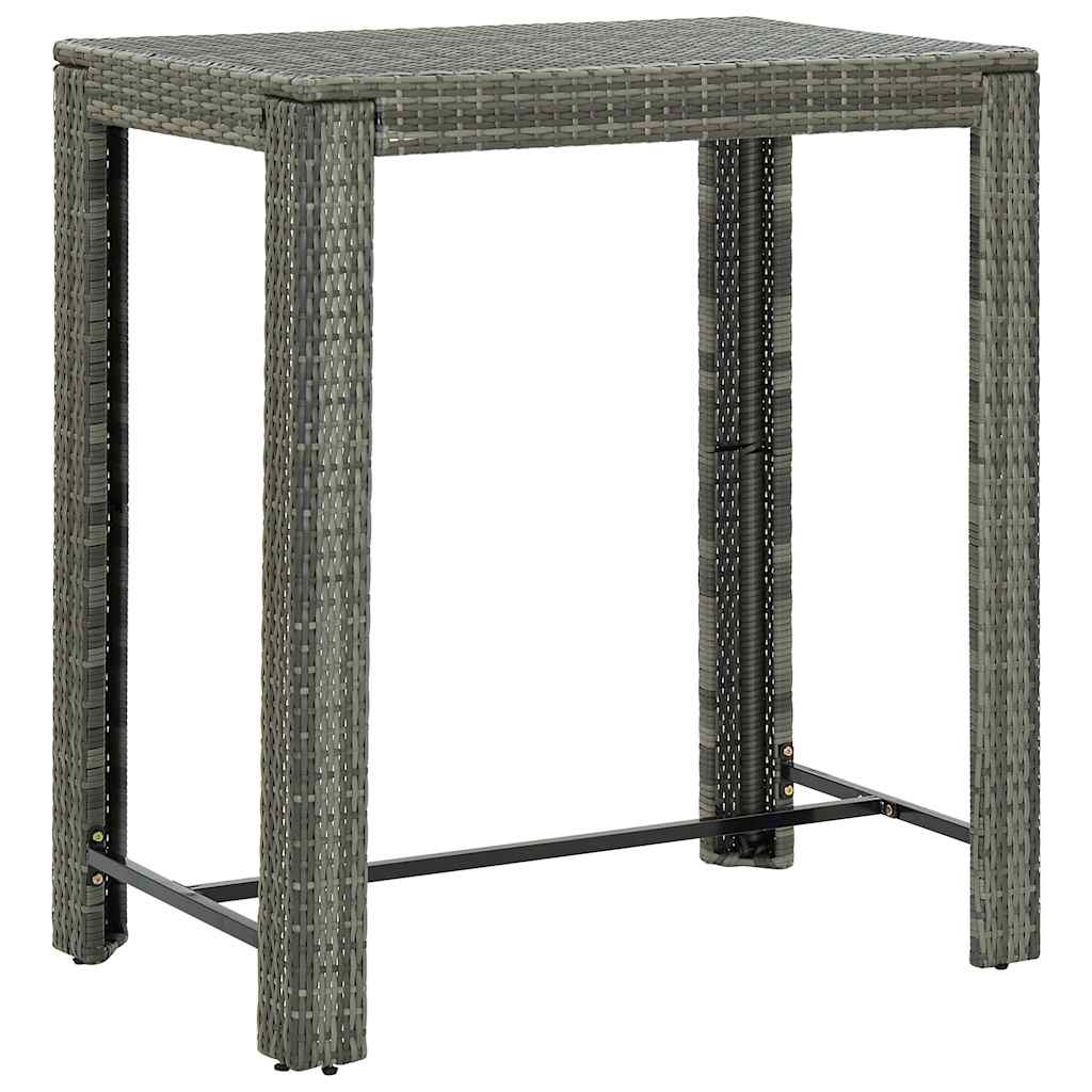 Set Bar da Giardino 5 pz con Braccioli in Polyrattan Grigio