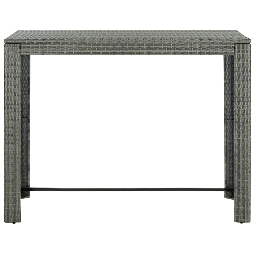 Set Bar da Giardino 7 pz con Braccioli in Polyrattan Grigio