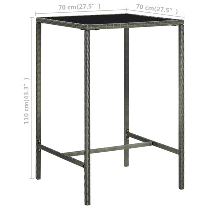 Set da Bar da Giardino 3 pz con Cuscini in Polyrattan Grigio - homemem39
