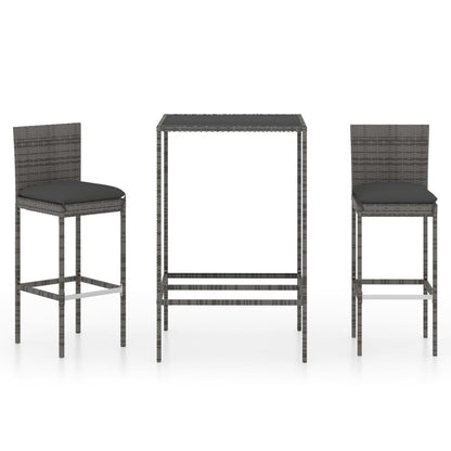 Set da Bar da Giardino 3 pz con Cuscini in Polyrattan Grigio - homemem39