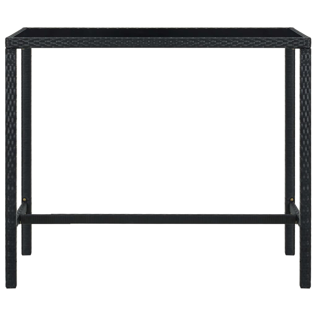 Set Bar da Giardino 7 pz con Cuscini in Polyrattan Nero