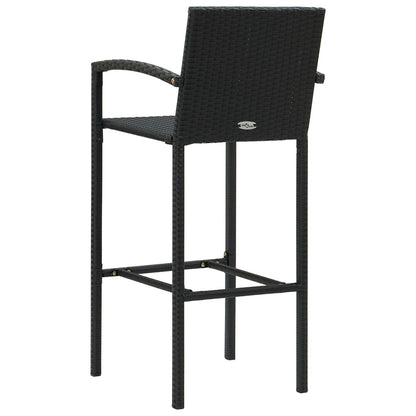 Set Bar da Giardino 3 pz in Polyrattan Nero