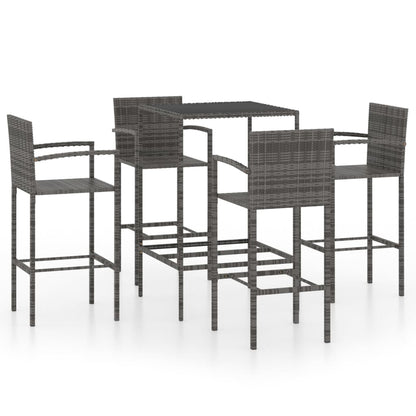 Set Bar da Giardino 5 pz in Polyrattan Grigio - homemem39