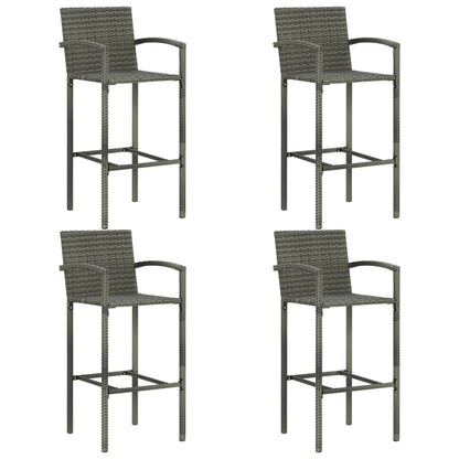 Set Bar da Giardino 5 pz in Polyrattan Grigio - homemem39