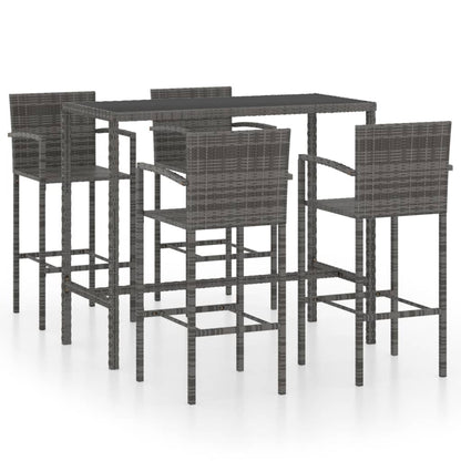 Set Bar da Giardino 5 pz in Polyrattan Grigio - homemem39