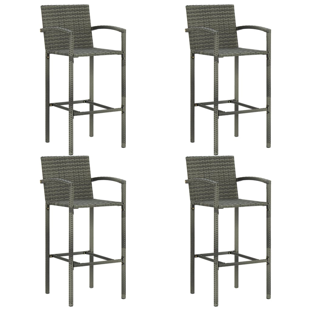 Set Bar da Giardino 5 pz in Polyrattan Grigio - homemem39