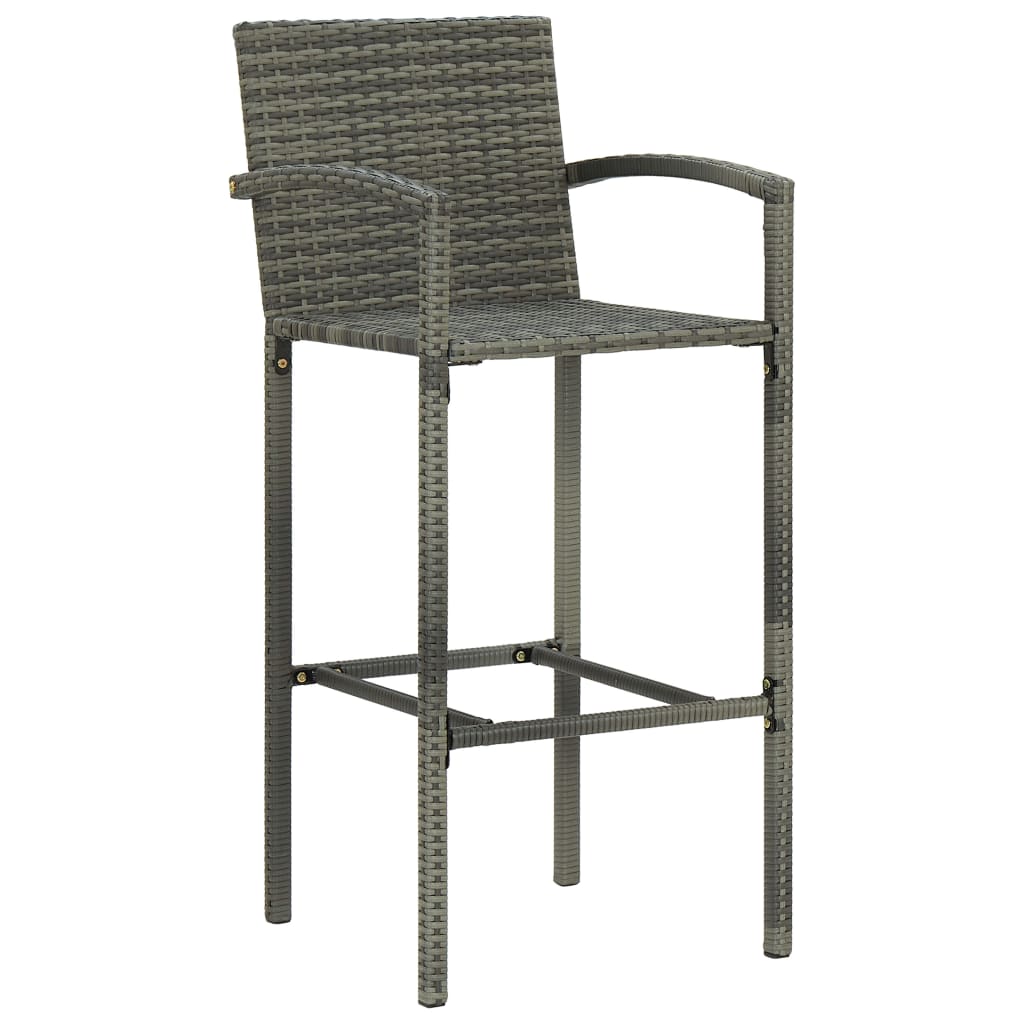 Set Bar da Giardino 5 pz in Polyrattan Grigio - homemem39