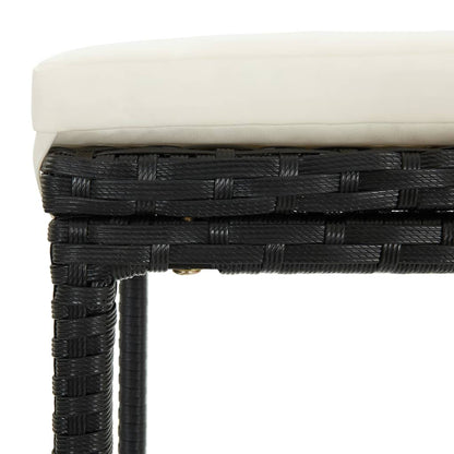 5 pc Garden Bar Set with Black Polyrattan Cushions