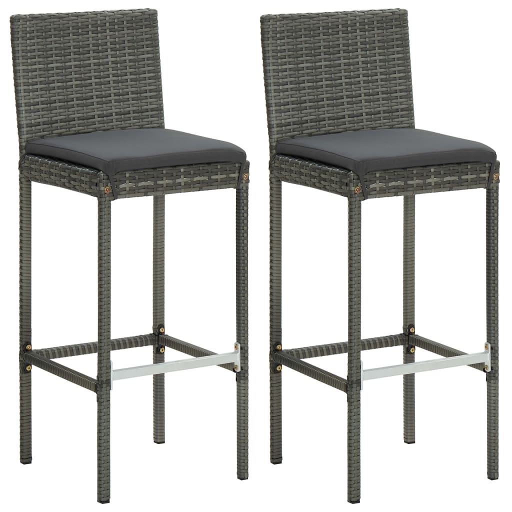Set Bar da Giardino 3 pz con Cuscini in Polyrattan Grigio | homemem39