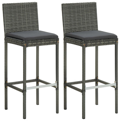 Set Bar da Giardino 3 pz con Cuscini in Polyrattan Grigio | homemem39