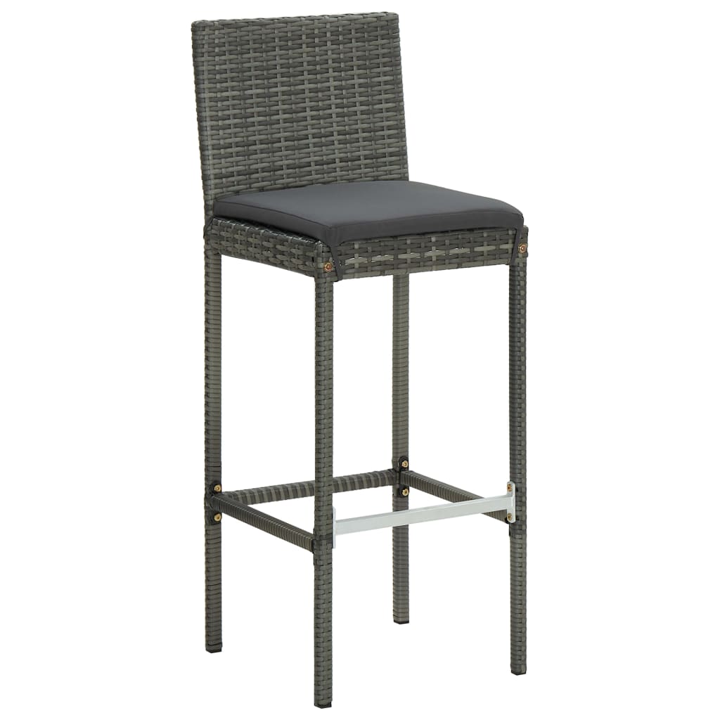Set Bar da Giardino 3 pz con Cuscini in Polyrattan Grigio | homemem39