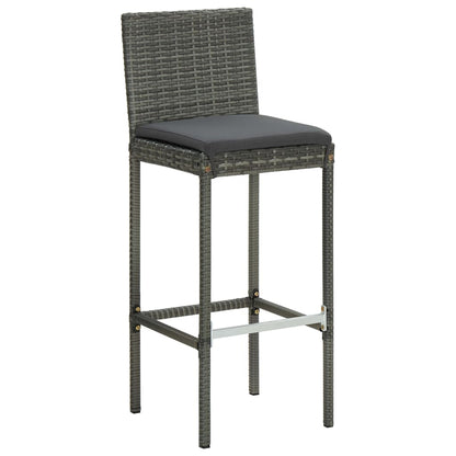 Set Bar da Giardino 3 pz con Cuscini in Polyrattan Grigio | homemem39