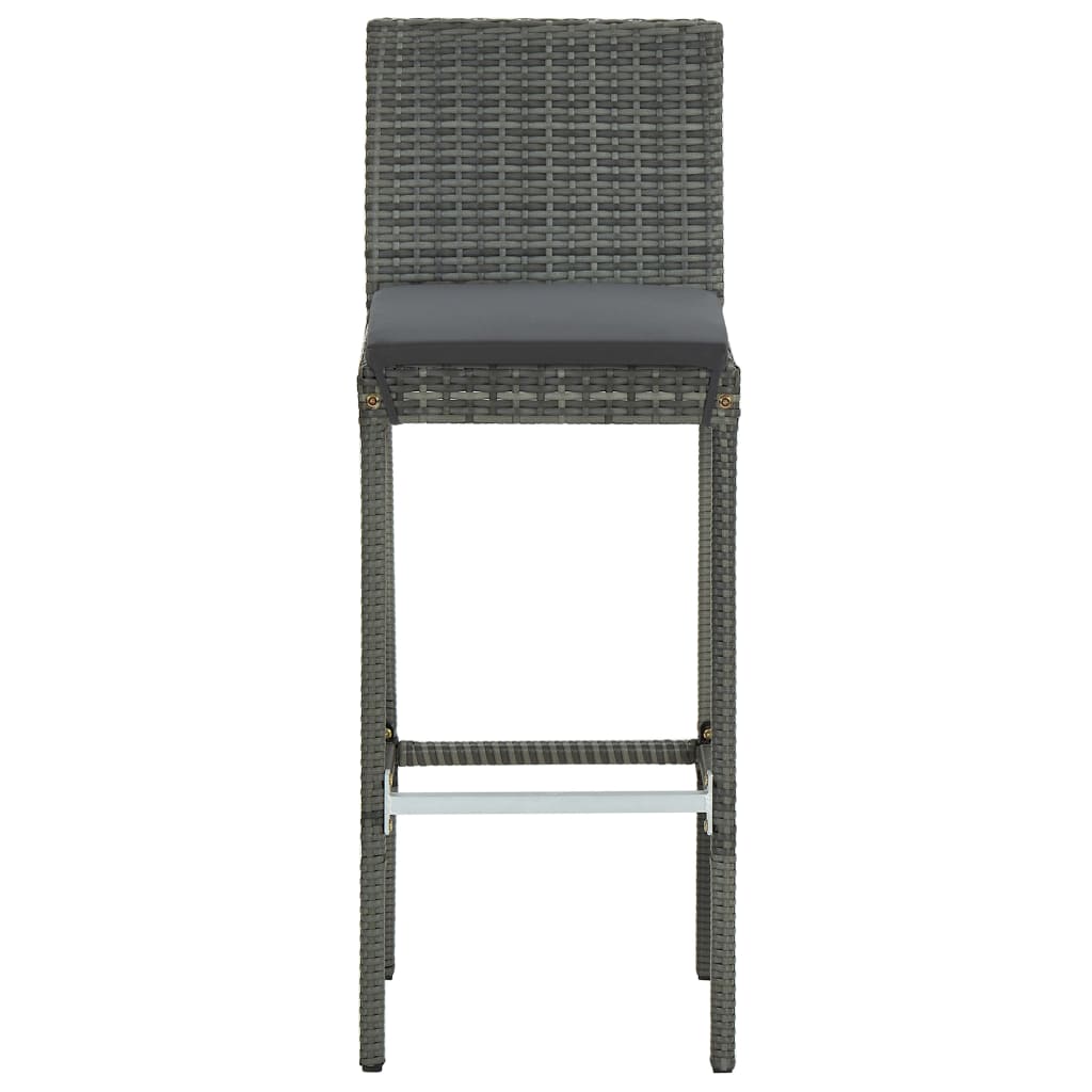 Set Bar da Giardino 3 pz con Cuscini in Polyrattan Grigio | homemem39
