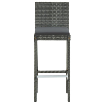 Set Bar da Giardino 3 pz con Cuscini in Polyrattan Grigio | homemem39
