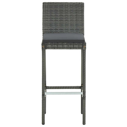 Set Bar da Giardino 3 pz con Cuscini in Polyrattan Grigio