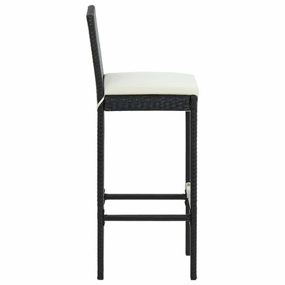 Set da Bar da Giardino 5 pz con Cuscini in Polyrattan Nero