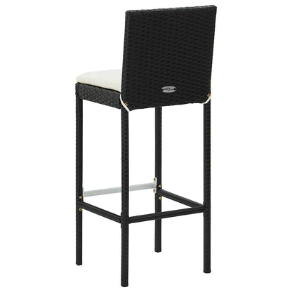 Set da Bar da Giardino 5 pz con Cuscini in Polyrattan Nero