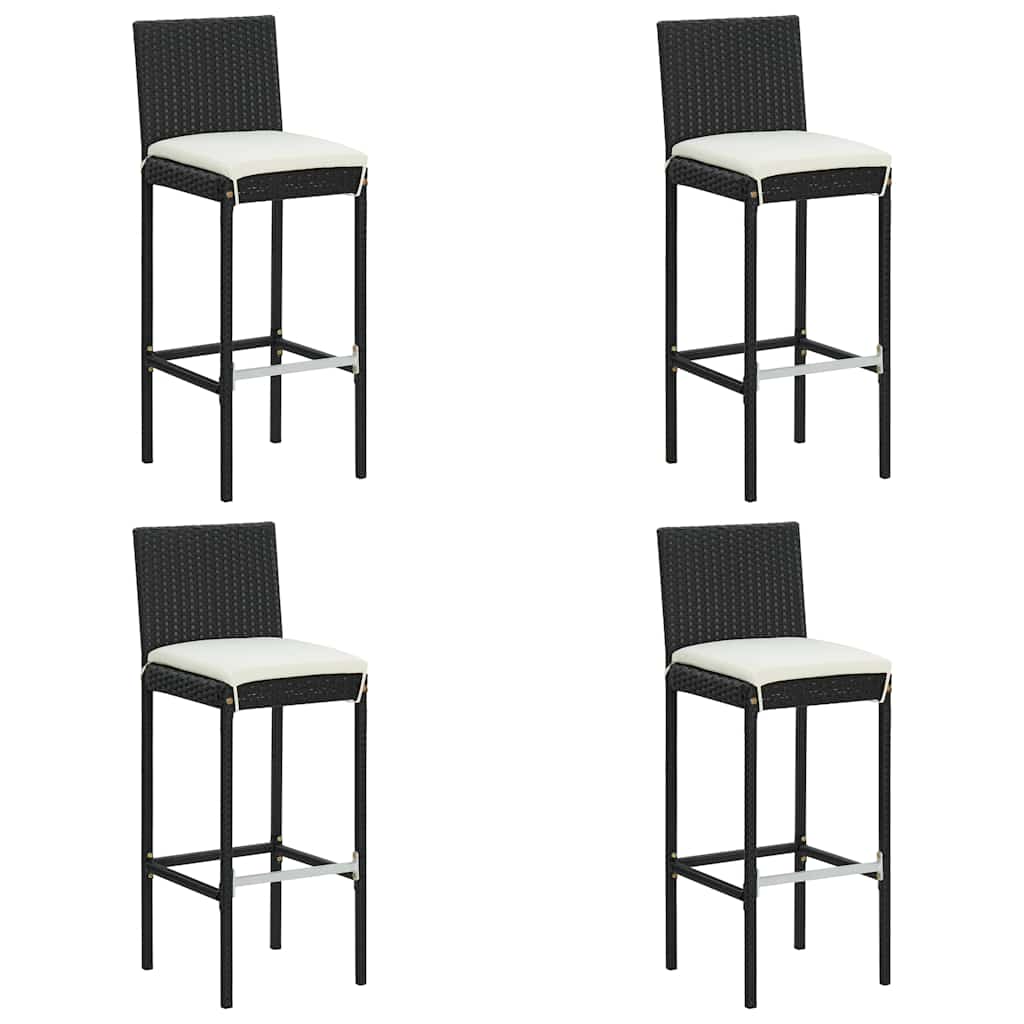 Set da Bar da Giardino 5 pz con Cuscini in Polyrattan Nero