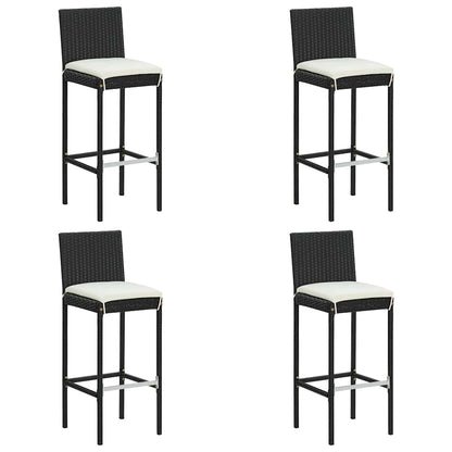 Set da Bar da Giardino 5 pz con Cuscini in Polyrattan Nero