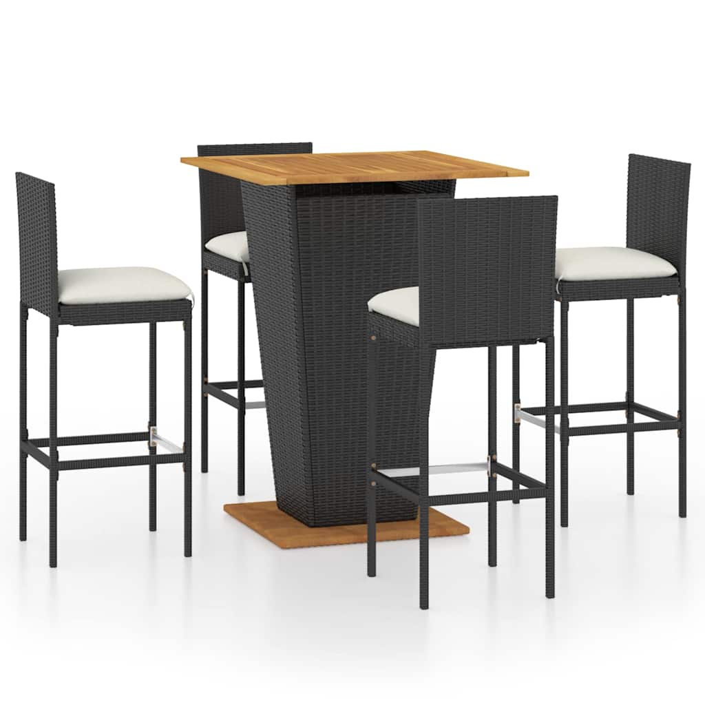 Set Bar da Giardino 5 pz con Cuscini in Polyrattan