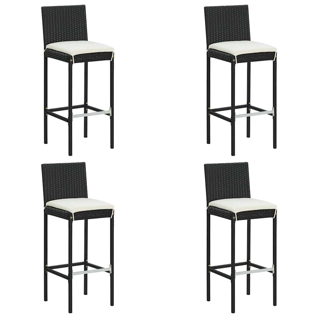 Set da Bar da Giardino 5 pz con Cuscini in Polyrattan Nero | homemem39