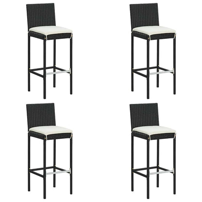 Set da Bar da Giardino 5 pz con Cuscini in Polyrattan Nero | homemem39