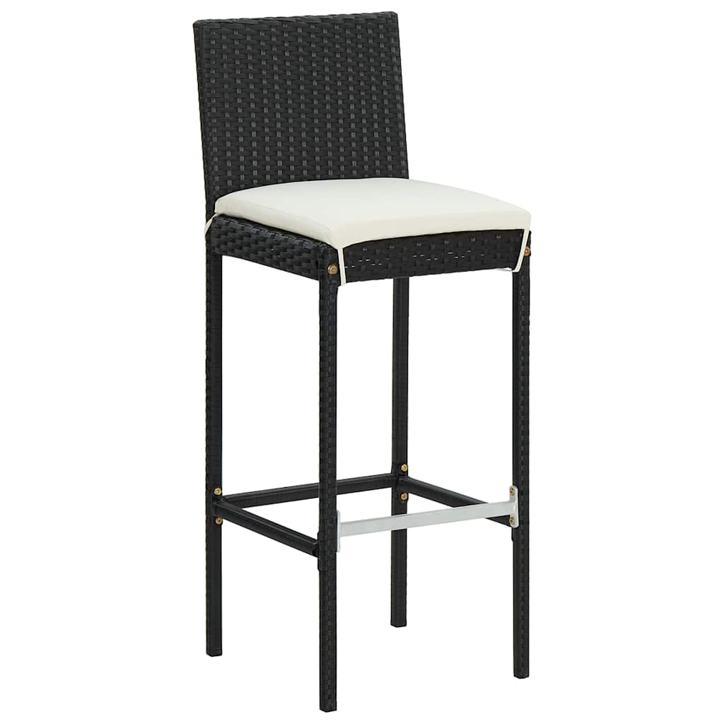 Set da Bar da Giardino 5 pz con Cuscini in Polyrattan Nero | homemem39