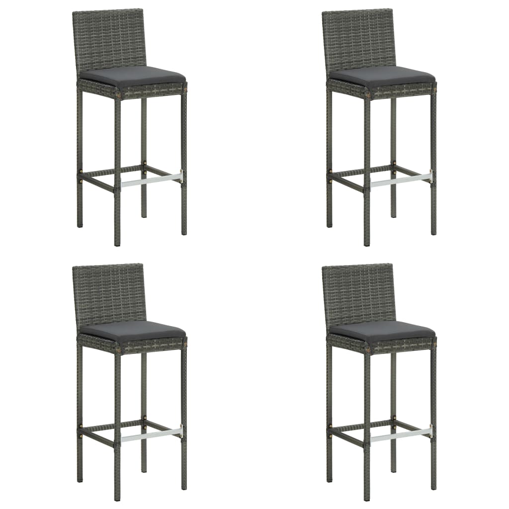 Set da Bar da Giardino 5 pz con Cuscini in Polyrattan Grigio | homemem39