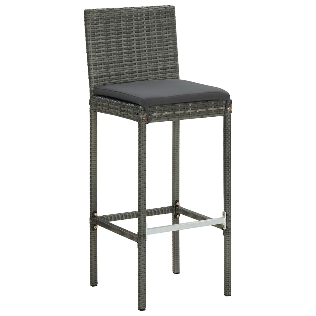 Set da Bar da Giardino 5 pz con Cuscini in Polyrattan Grigio | homemem39