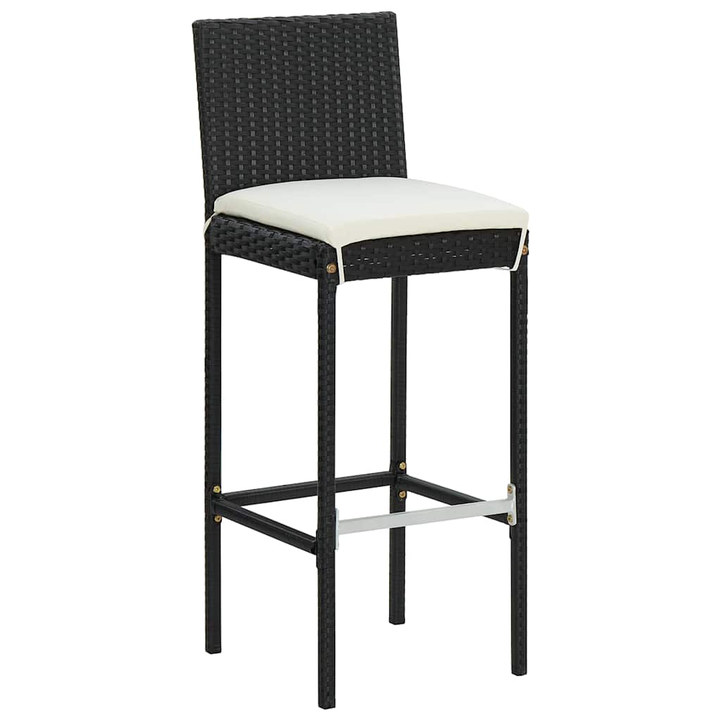 Set da Bar da Giardino 9 pz con Cuscini in Polyrattan Nero | homemem39