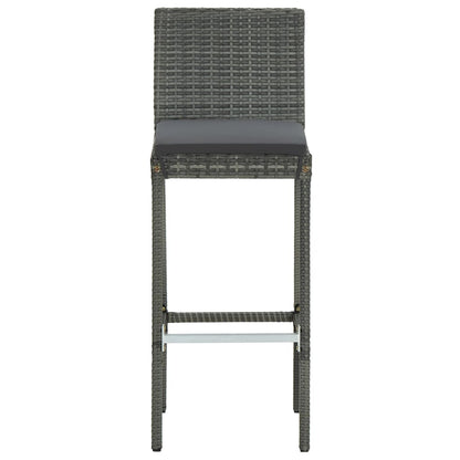 Set da Bar per Giardino 9 pz con Cuscini in Polyrattan Grigio | homemem39