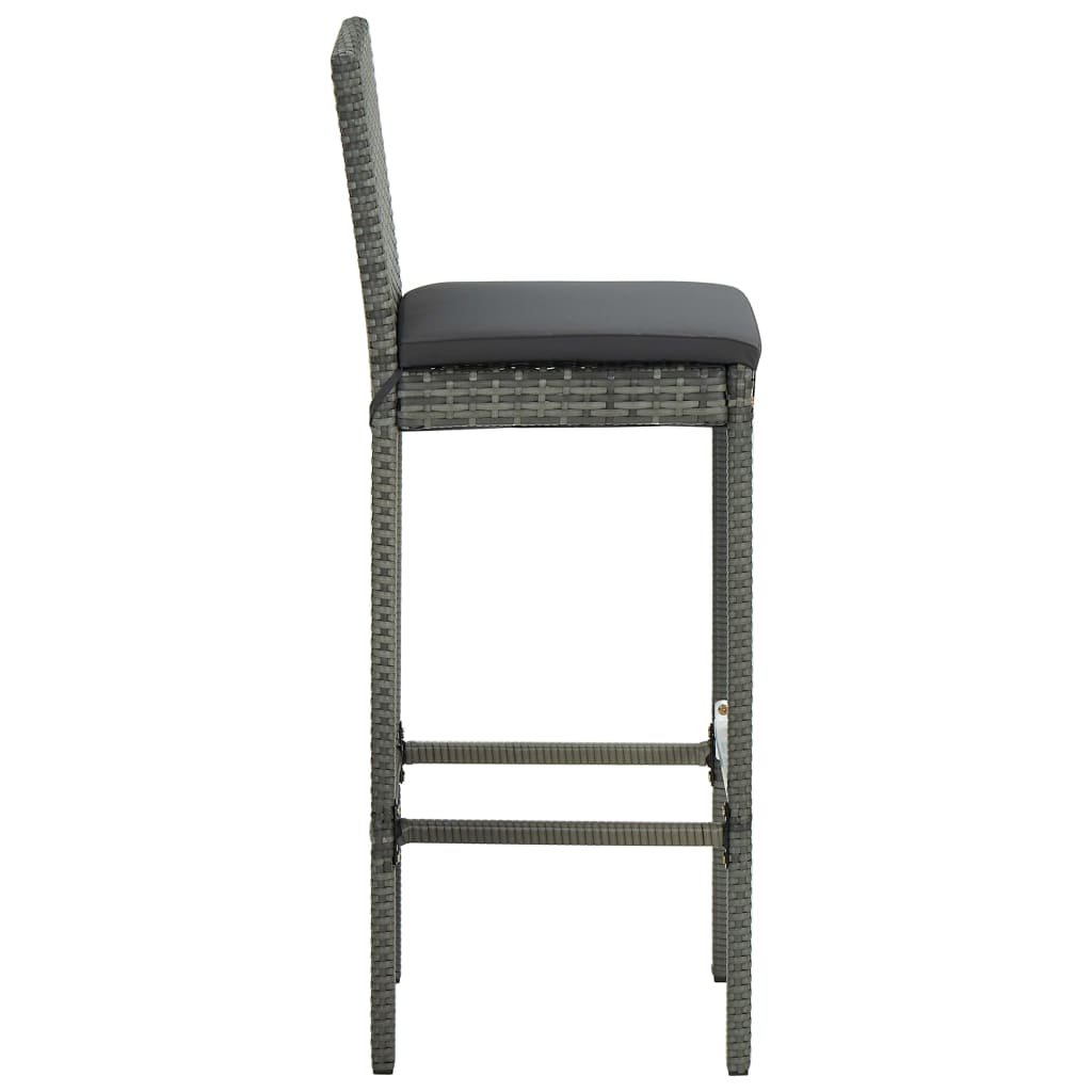 Set da Bar per Giardino 9 pz con Cuscini in Polyrattan Grigio | homemem39