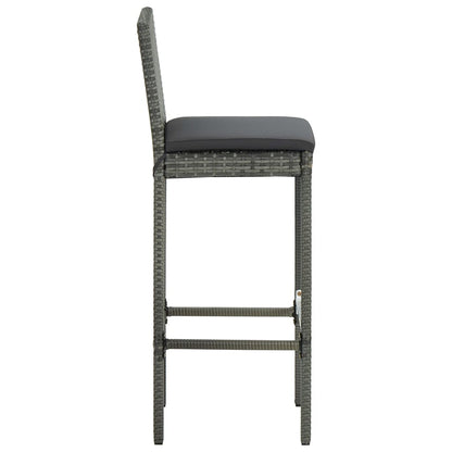 Set da Bar per Giardino 9 pz con Cuscini in Polyrattan Grigio | homemem39