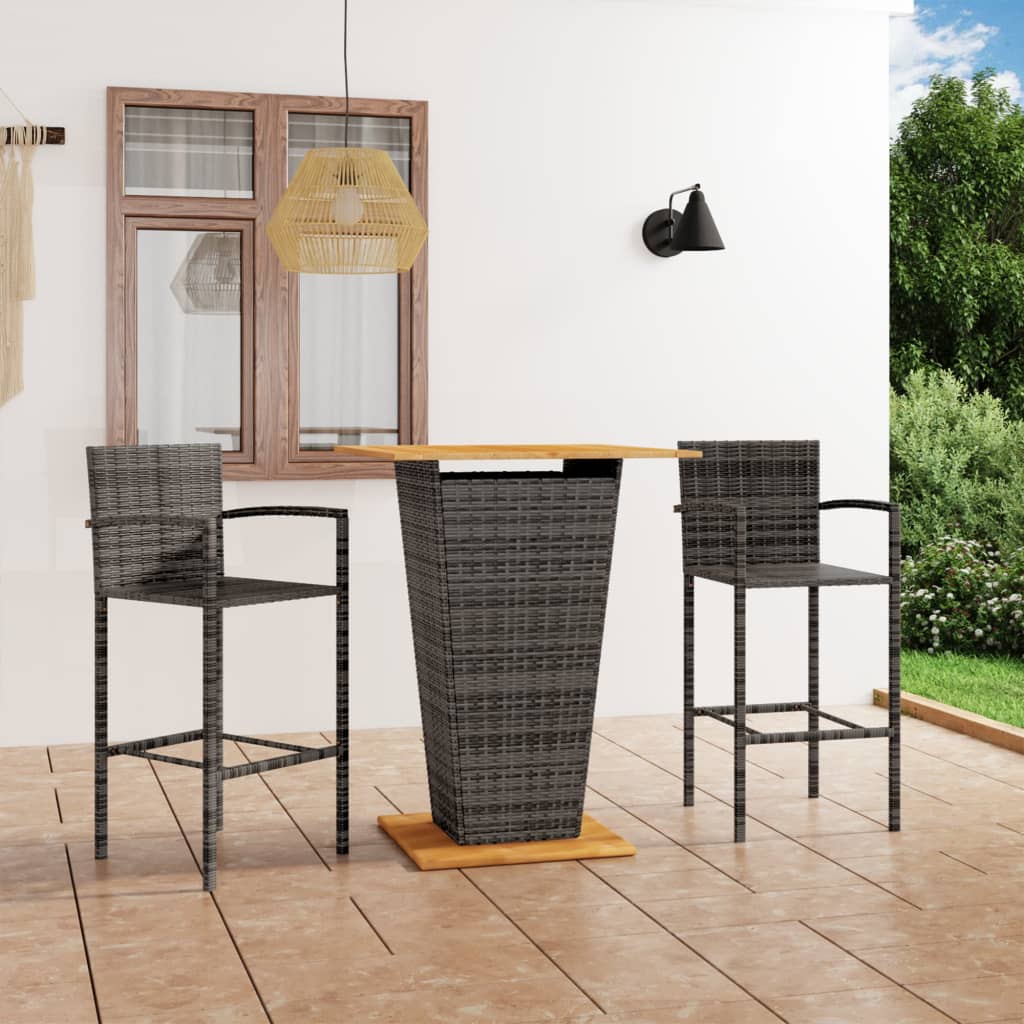 Set Bar da Giardino 3 pz Grigio - homemem39