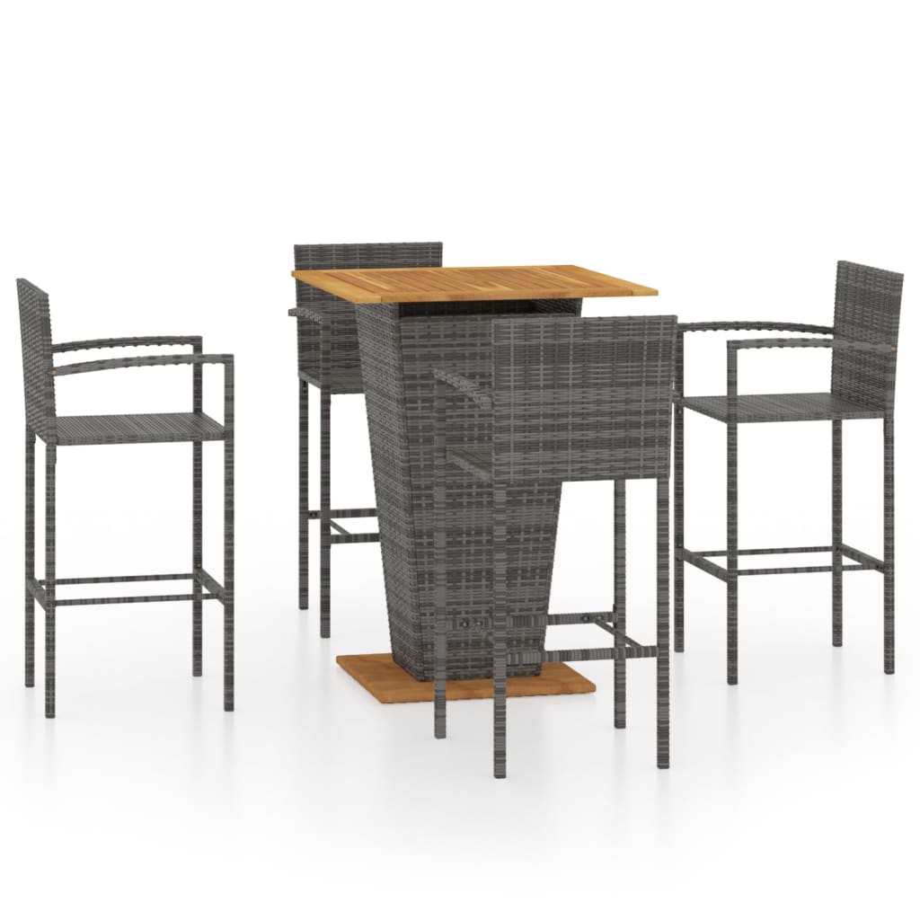 Set Bar da Giardino 5 pz Grigio | homemem39