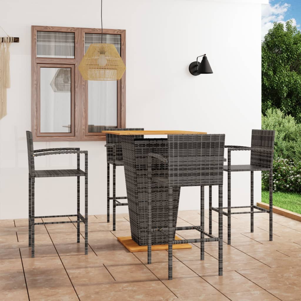 Set Bar da Giardino 5 pz Grigio | homemem39