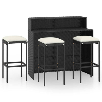 Set Bar da Giardino 4 pz con Cuscini Nero