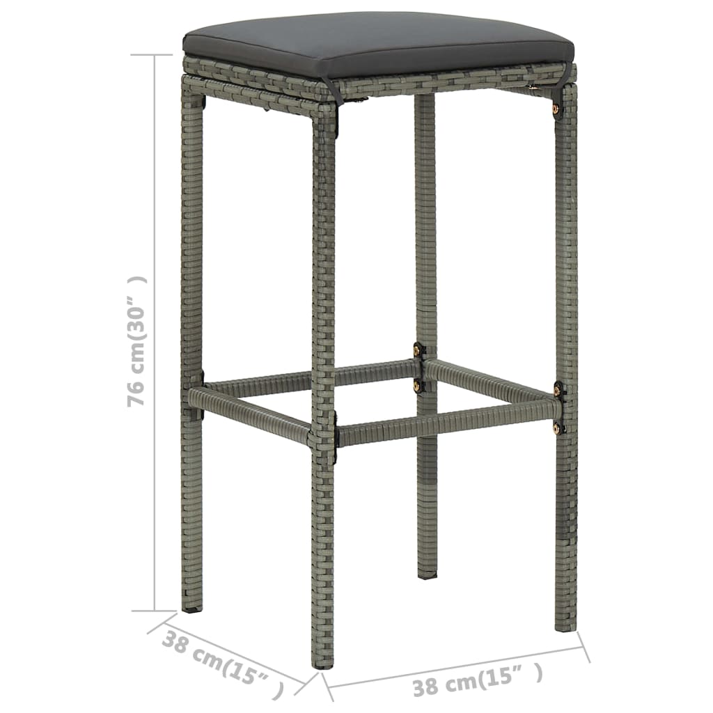 Set Bar da Giardino 4 pz con Cuscini Grigio | homemem39
