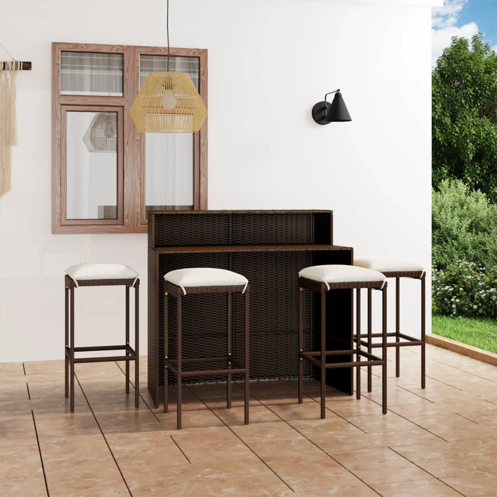 Set Bar da Giardino 3 pz con Cuscini Marrone - homemem39