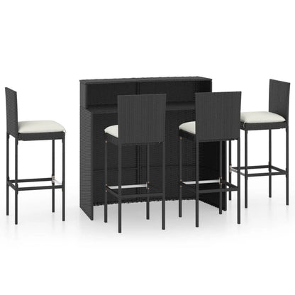Set da Bar da Giardino 5 pz con Cuscini Nero - homemem39