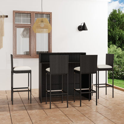 Set da Bar da Giardino 5 pz con Cuscini Nero - homemem39