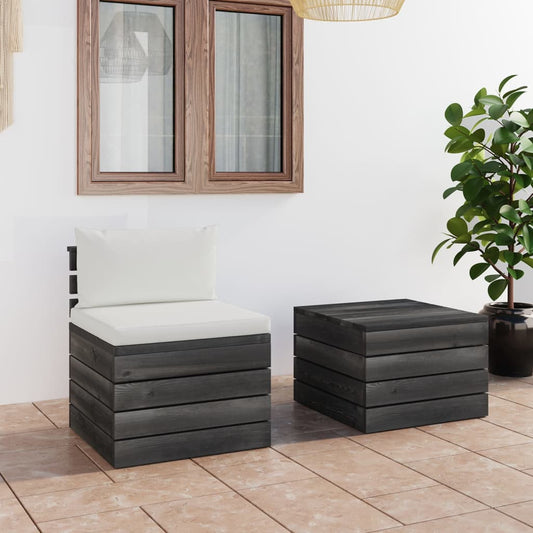 Set Divani da Giardino su Pallet 2 pz con Cuscini Massello Pino - homemem39