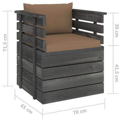 Poltrona da Giardino con Cuscini in Legno di Pino