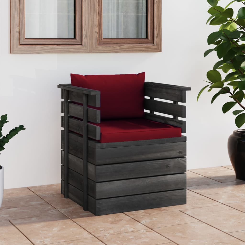 Poltrona da Giardino con Cuscini in Legno di Pino | homemem39