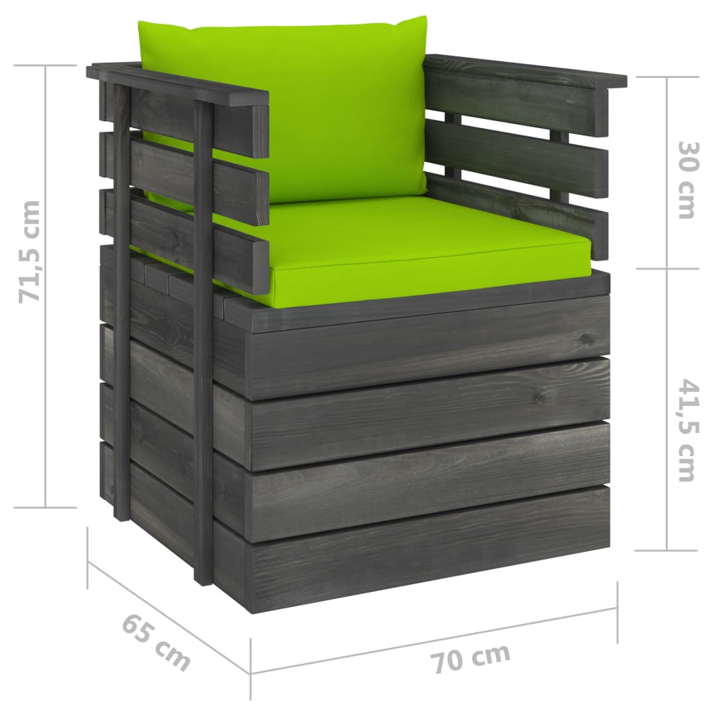 Poltrona da Giardino con Cuscini in Legno di Pino | homemem39